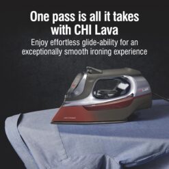 CHI Steam Iron for Clothes with 8’ Retractable Cord, 1700 Watts, 3-Way Auto Shutoff, 400+ Holes, Professional Grade, Black (13113)