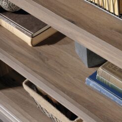 Sauder 5 Tier Book Shelf Wooden Bookcase Multipurpose Bookshelf for Home Office, Living Room, in Salt Oak finish