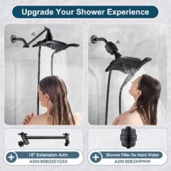 BRIGHT SHOWERS Four Spray Settings Shower Head Set Oil Rubbed Bronze and Black Finishing with 60