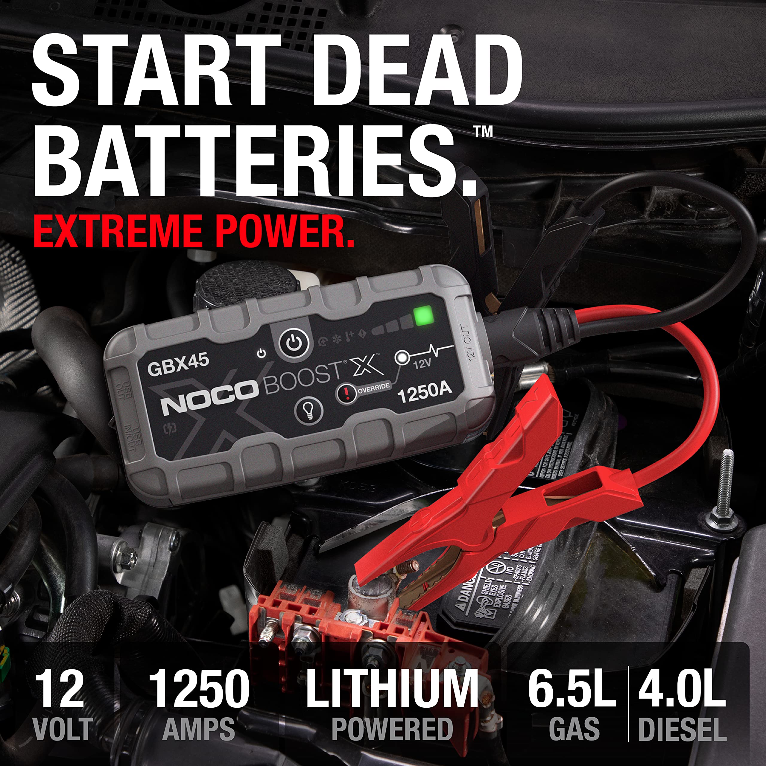 NOCO Boost X GBX45 1250A 12V UltraSafe Portable Lithium Jump Starter, Car Battery Booster Pack