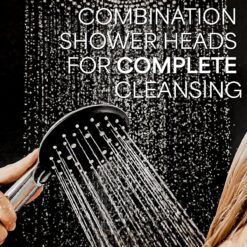 Veken High Pressure Rain Shower Head Combo with Extension Arm- Wide Showerhead with 6 Handheld Water Spray - Silver Chrome