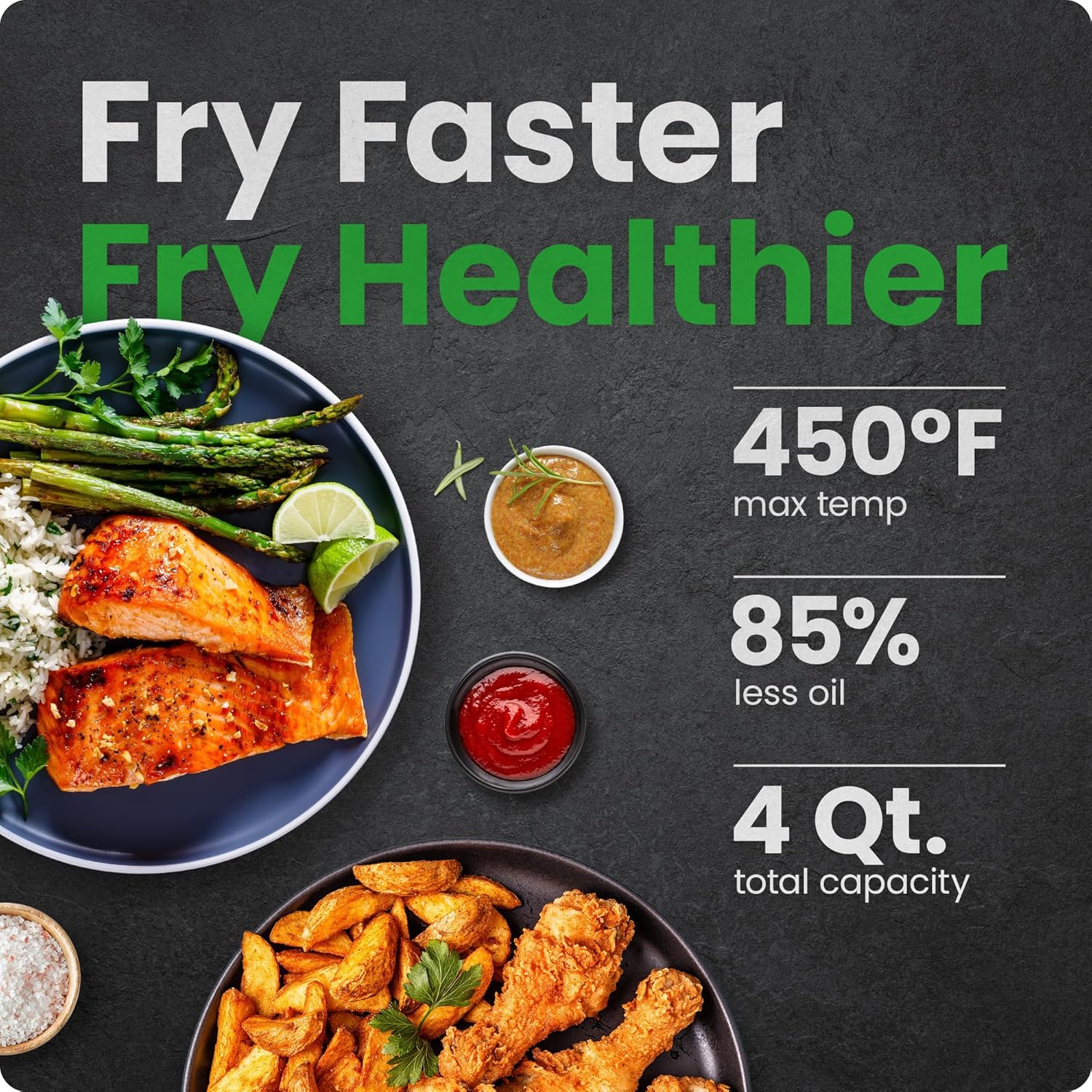 Chefman Air Fryer – 4 QT Compact Airfryer for Quick & Easy Meals in Minutes, Features Hi-Fry Technology - Black