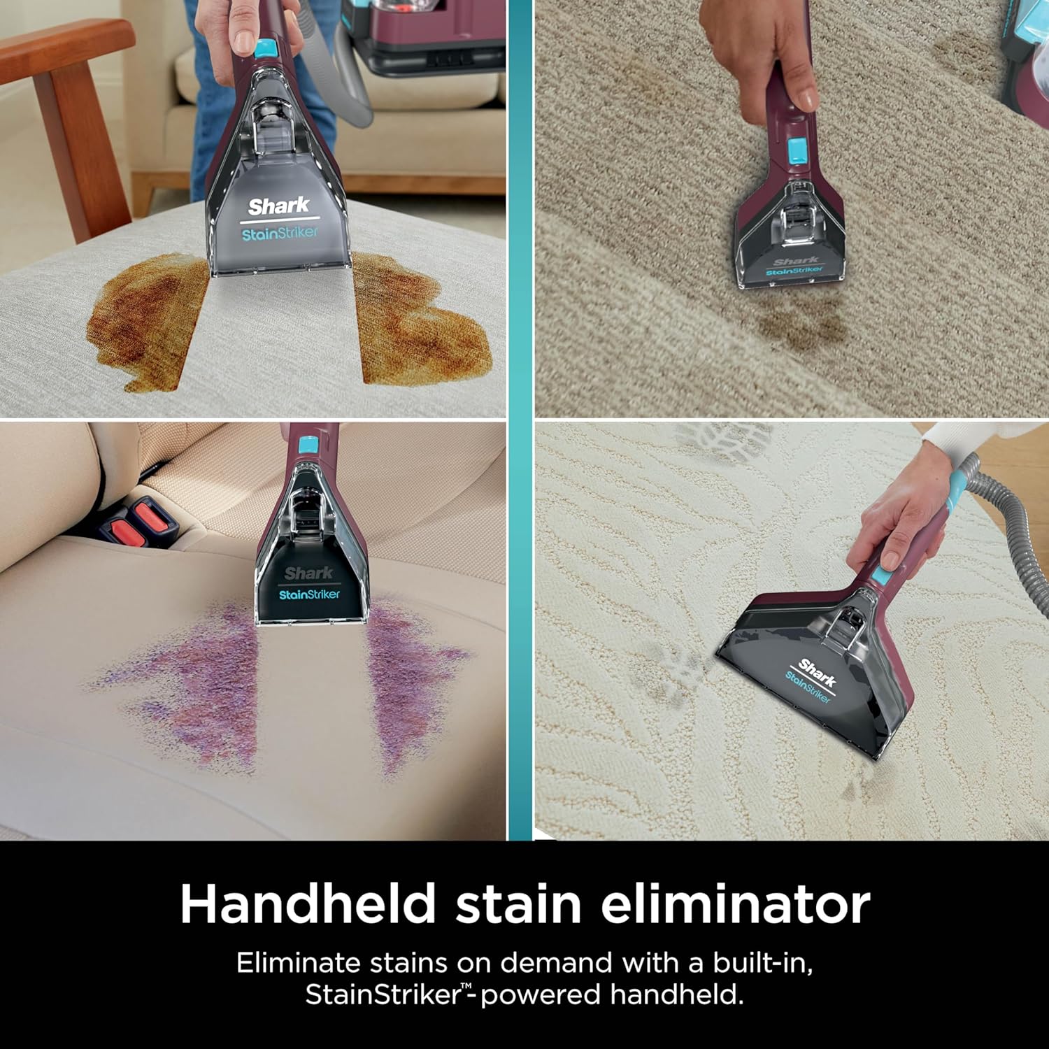 Shark Carpet Cleaner Machine, Portable Upholstery StainStriker, Spot, Odor & Stain Remover, Burgundy, PX203BRN - Image 2
