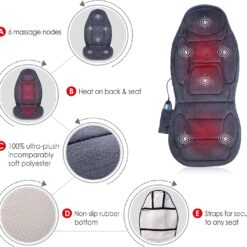 Snailax Vibration Back Massager with Heat, Massage Seat Cushion with 6 Vibrating Motors and 2 Heat Levels