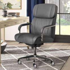 La-Z-Boy Sutherland Quilted Executive Office Chair with Padded Arms, Grey
