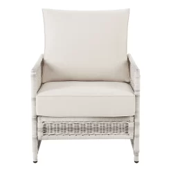 Better Homes & Gardens Paige Outdoor Wicker Stationary Lounge Chairs, Set of 2, White