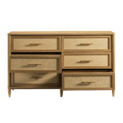 Better Homes & Gardens Springwood Caning 6-Drawer Dresser, Light Honey Finish