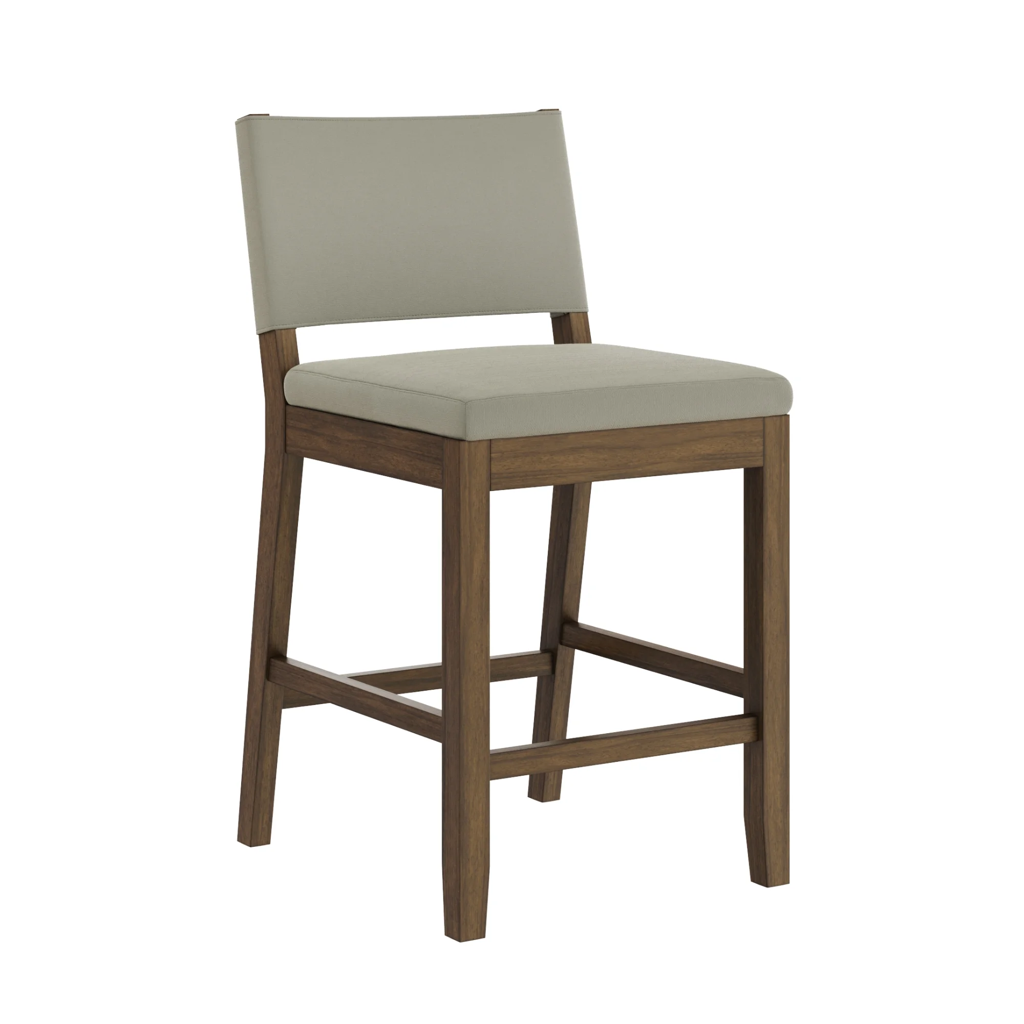 Nathan James Linus Modern Upholstered Counter Height Bar Stool, Light Grey/Brown