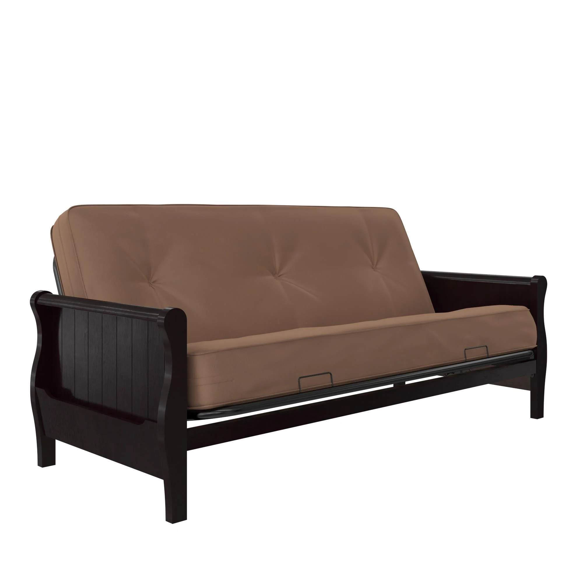 DHP Caden 8 Inch Futon Mattress with Tufted Cover and Recycled Polyester Fill, Full Size, Tan