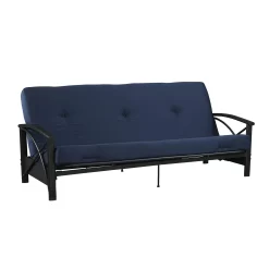 Mainstays 6 Inch Futon Mattress with Tufted Cover and Recycled Polyester Fill, Full, Blue