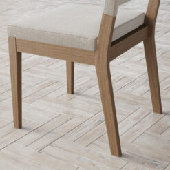 Nathan James Linus Modern Upholstered Dining Chair, Solid Rubberwood Legs in a Wire-Brushed Light Brown Finish