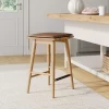 Nathan James Barker 24" Counter Height Backless Wood Barstool with Leather Removable Cushion for Kitchen, Chestnut Brown