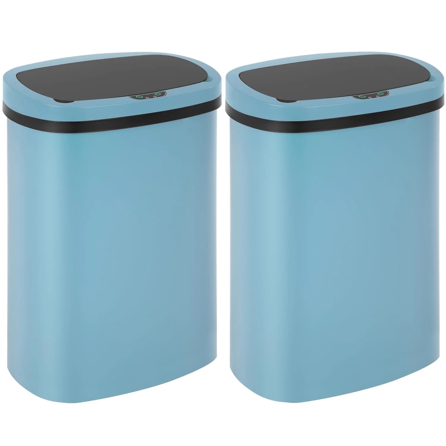 BestOffice 13 Gallon Plastic Touchless Trash Can with Motion Sensor for Indoor Use, 2 Pack(Blue)