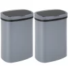 BestOffice 13 Gallon Plastic Touchless Trash Can with Motion Sensor for Indoor Use, 2 Pack(Gray)