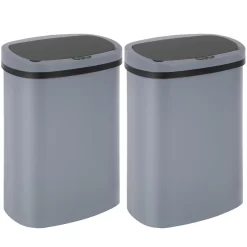 BestOffice 13 Gallon Plastic Touchless Trash Can with Motion Sensor for Indoor Use, 2 Pack(Gray)