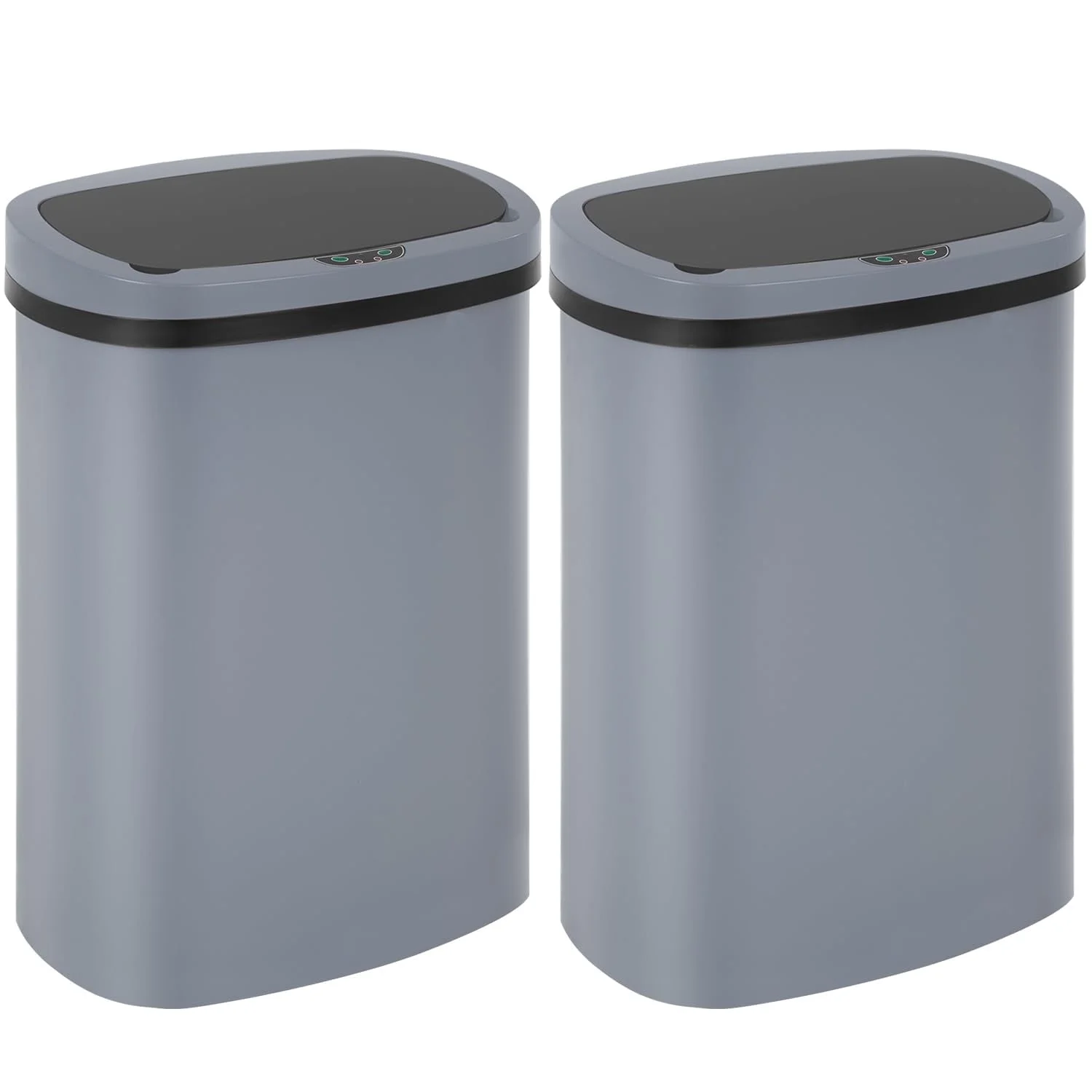 BestOffice 13 Gallon Plastic Touchless Trash Can with Motion Sensor for Indoor Use, 2 Pack(Gray)