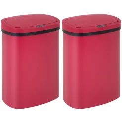 BestOffice 13 Gallon Plastic Touchless Trash Can with Motion Sensor for Indoor Use, 2 Pack(Red)