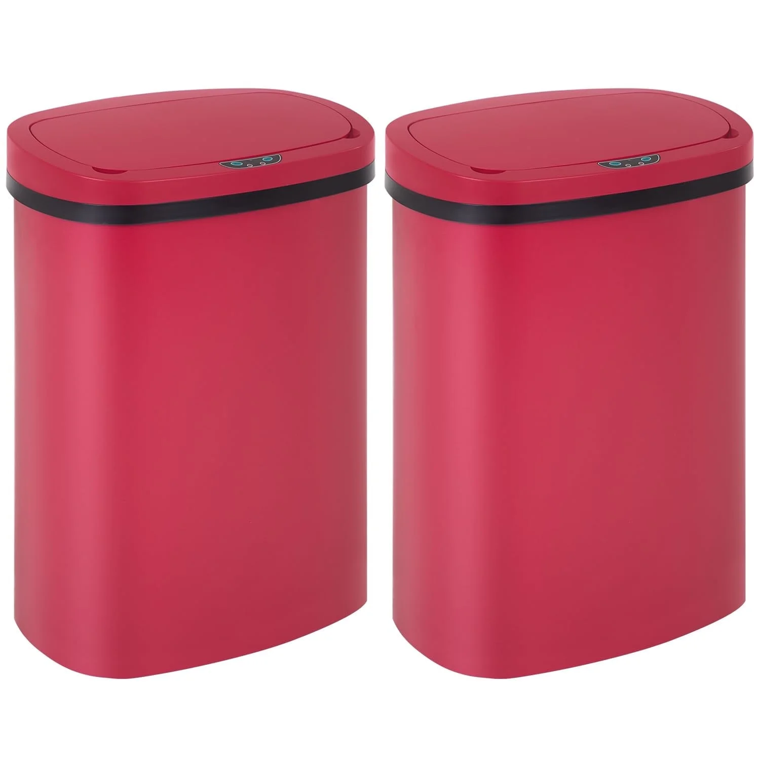 BestOffice 13 Gallon Plastic Touchless Trash Can with Motion Sensor for Indoor Use, 2 Pack(Red)