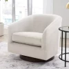 Better Homes & Gardens Bradford Wooden Base Modern Swivel Chair, Linen