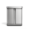 simplehuman 58 Liter, 15.3 Gallon Rectangular Hands-Free Dual Compartment Recycling Kitchen Step Trash Can, Brushed Stainless Steel