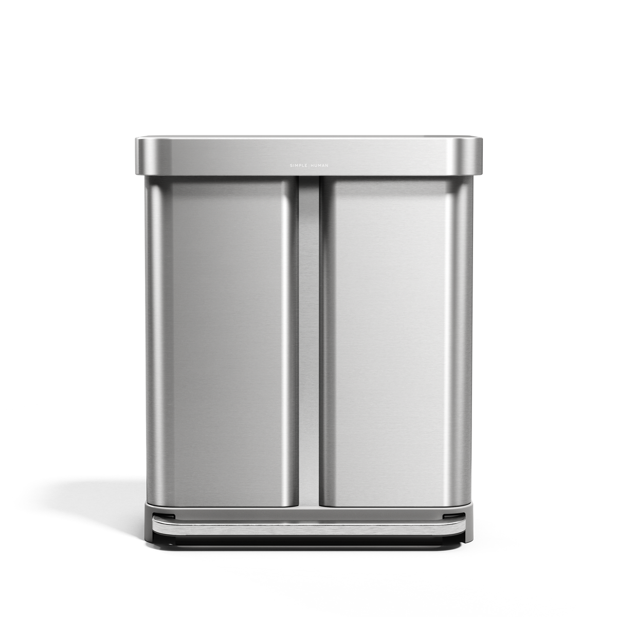 simplehuman 58 Liter, 15.3 Gallon Rectangular Hands-Free Dual Compartment Recycling Kitchen Step Trash Can, Brushed Stainless Steel