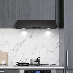 Cosmo 30 in. Haven Collection Ducted Under Cabinet Range Hood, Touch Controls, LED Lights, Permanent Filters in Matte Black