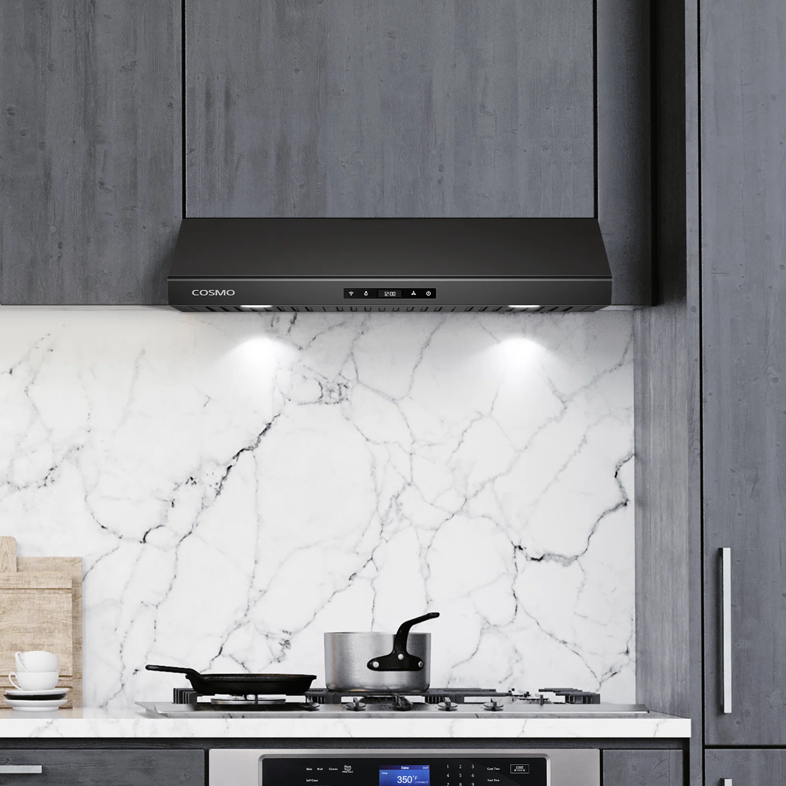 Cosmo 30 in. Haven Collection Ducted Under Cabinet Range Hood, Touch Controls, LED Lights, Permanent Filters in Matte Black