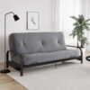 DHP Caden 8 Inch Futon Mattress with Tufted Cover and Recycled Polyester Fill, Full Size, Gray
