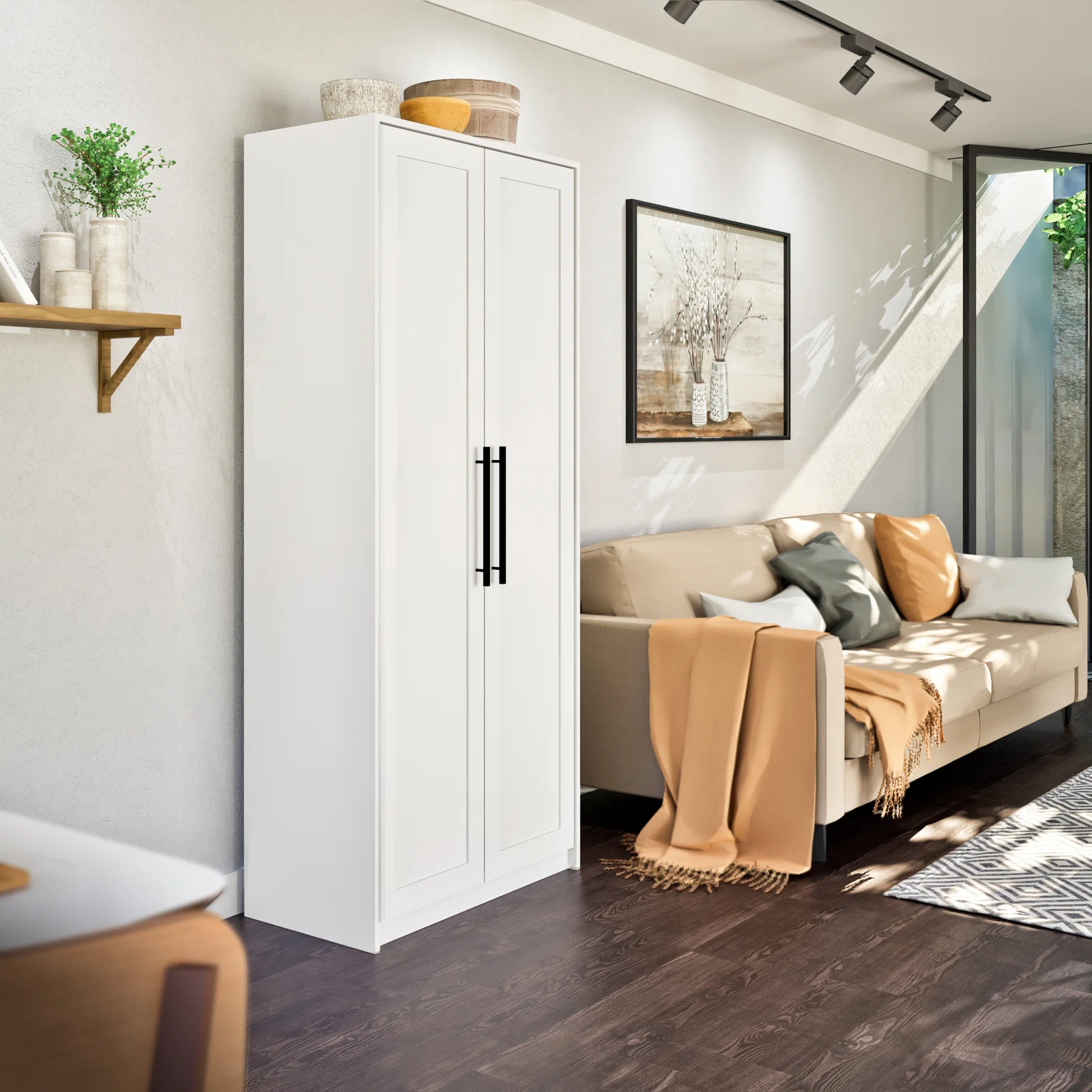 Prapac Elite Premium Home Storage Cabinet with Panel Doors 16" D x 32" W x 72" H, White