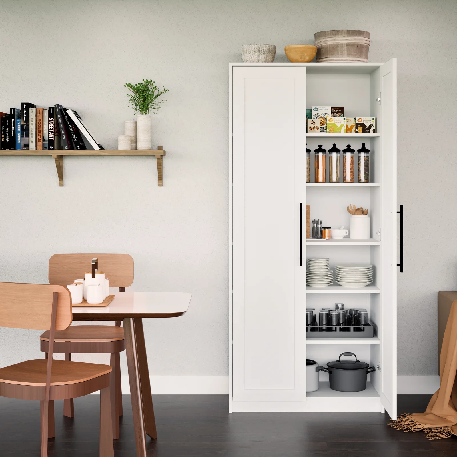 Prapac Elite Premium Home Storage Cabinet with Panel Doors 16" D x 32" W x 72" H, White