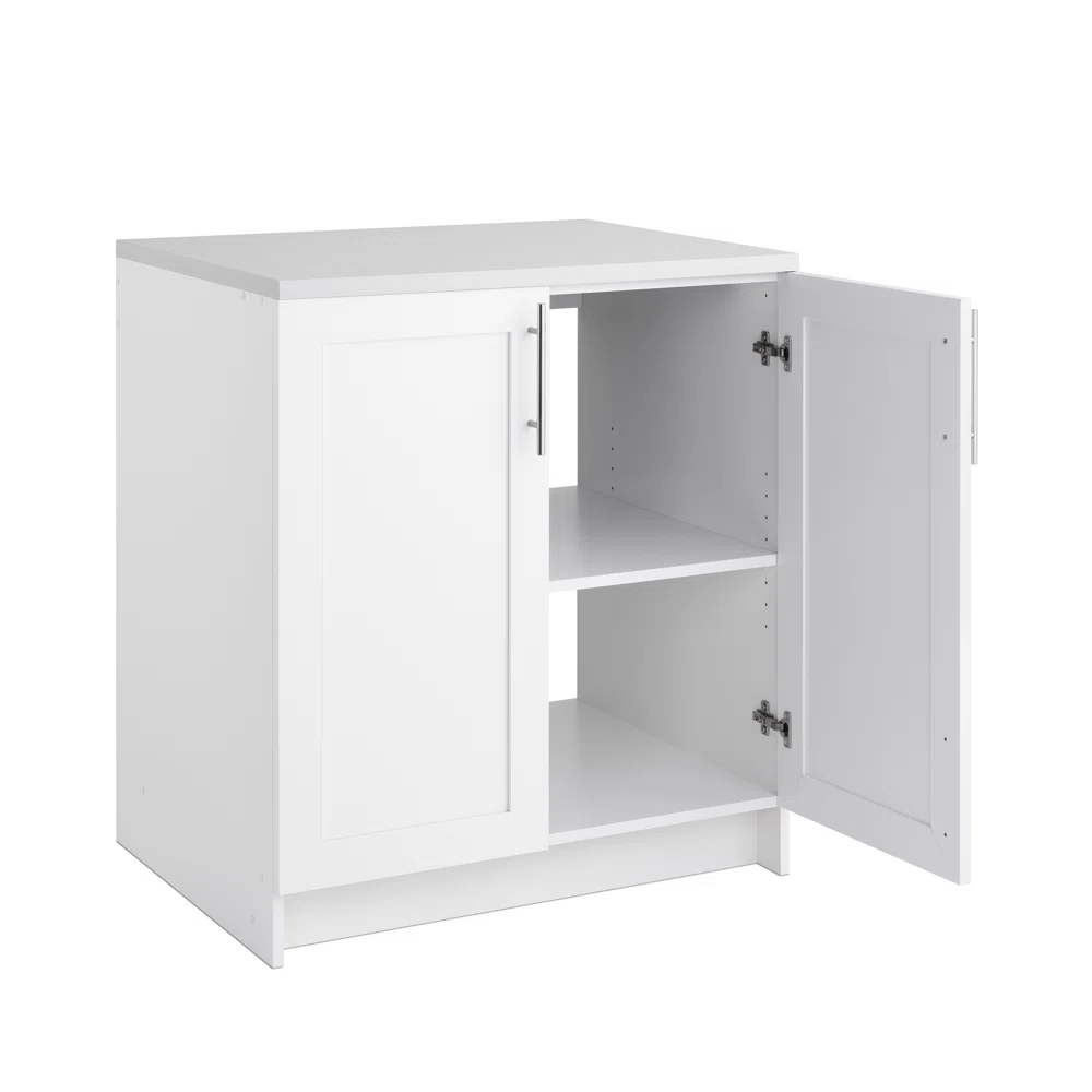 Prepac Elite White Storage Cabinet with Panel Doors 24.5" D x 32" W x 36" H