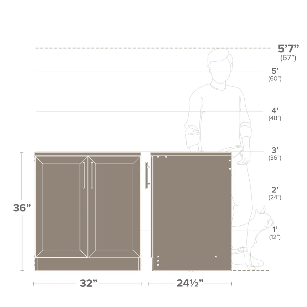 Prepac Elite White Storage Cabinet with Panel Doors 24.5" D x 32" W x 36" H