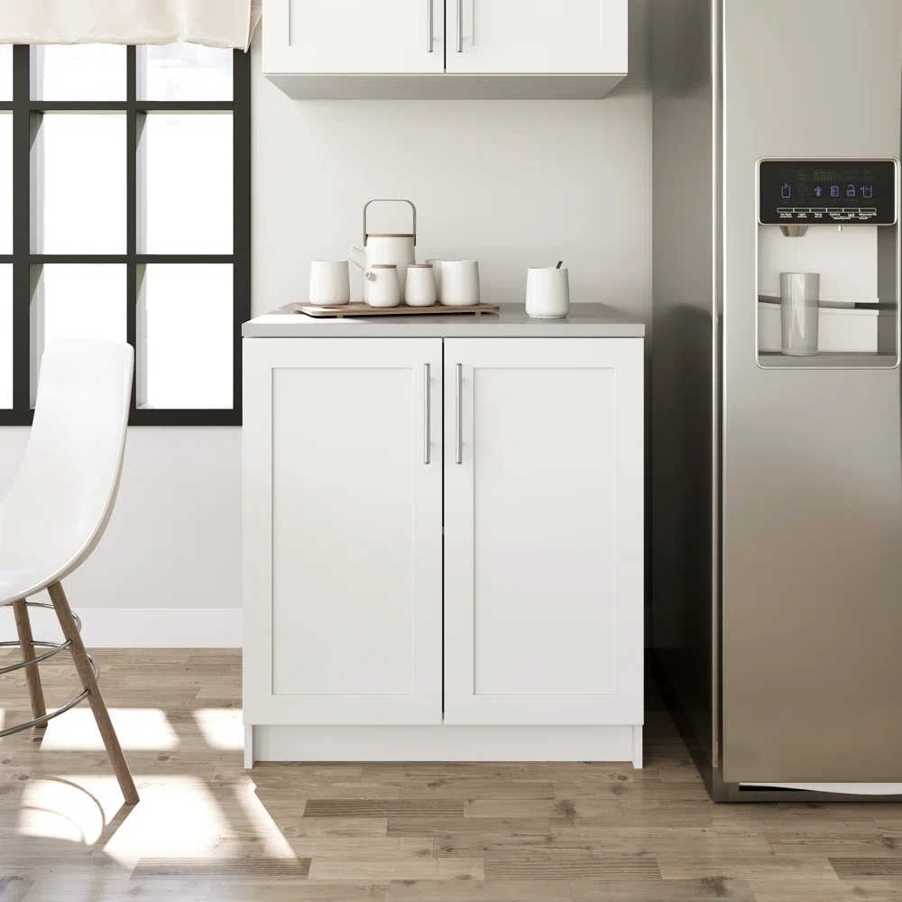 Prepac Elite White Storage Cabinet with Panel Doors 24.5" D x 32" W x 36" H
