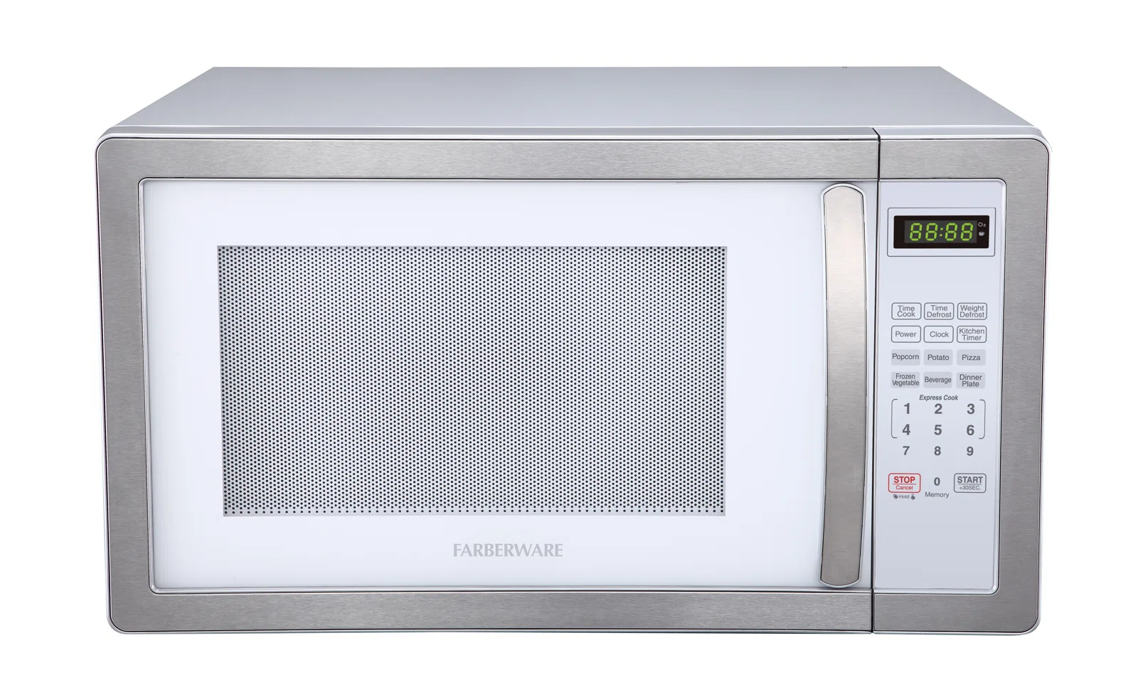 Farberware Classic Countertop Microwave Oven, 1.1 Cubic Feet cu. ft., 1000 watts, with Child Lock - White Platinum