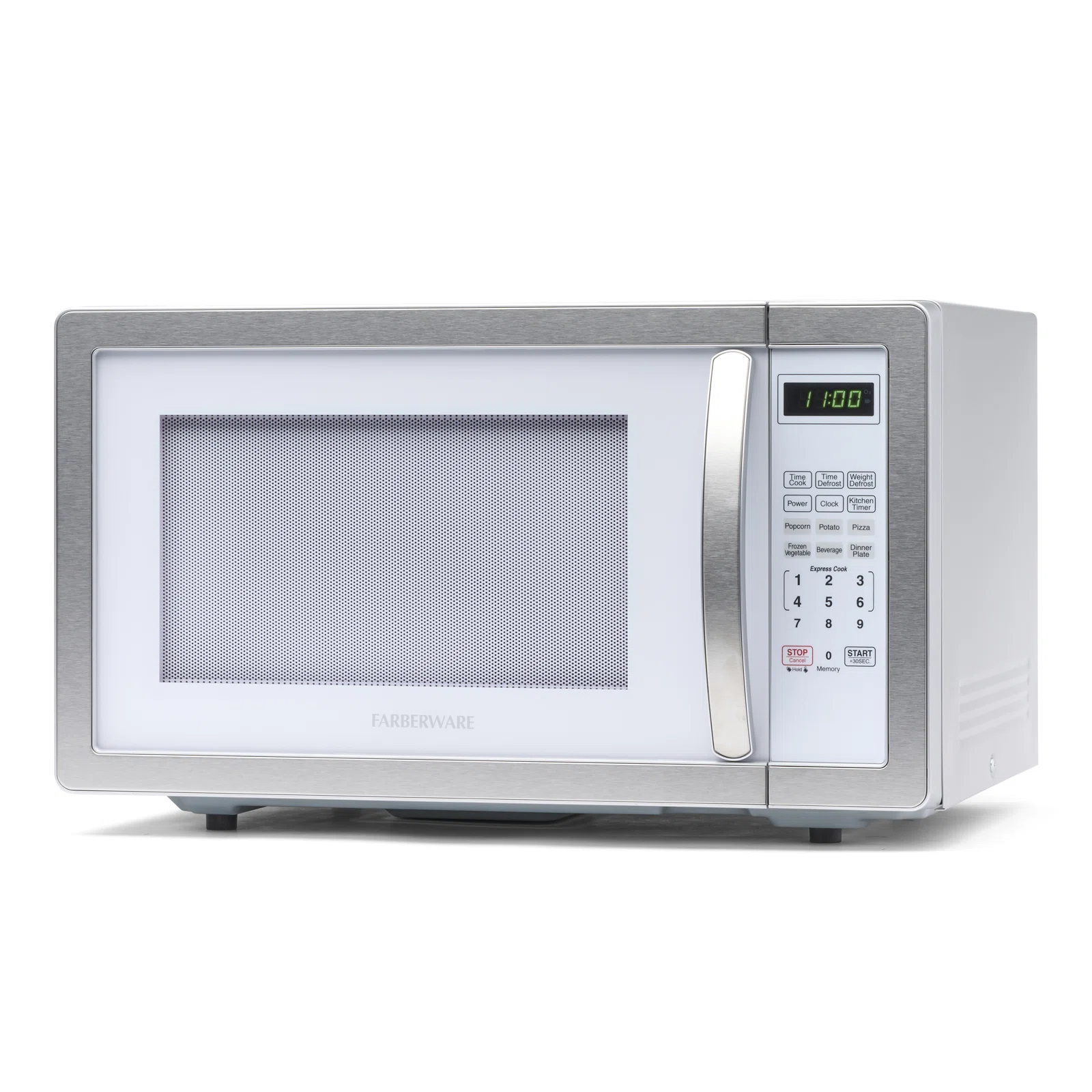 Farberware Classic Countertop Microwave Oven, 1.1 Cubic Feet cu. ft., 1000 watts, with Child Lock - White Platinum