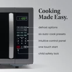 Farberware Classic Countertop Microwave Oven, 1.1 Cubic Feet cu. ft., 1000 watts, with Child Lock - Black Stainless Steel