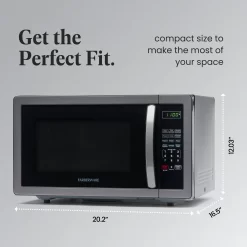 Farberware Classic Countertop Microwave Oven, 1.1 Cubic Feet cu. ft., 1000 watts, with Child Lock - Black Stainless Steel