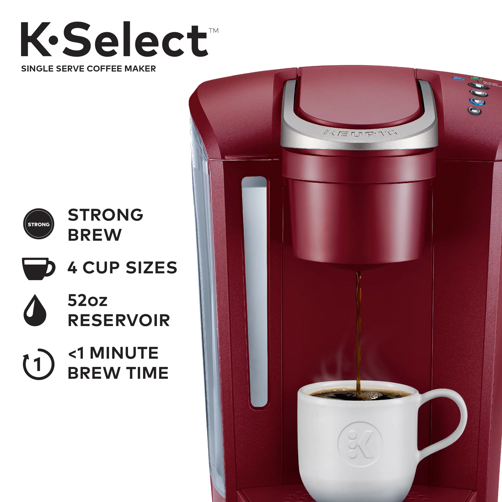 Keurig K-Select Single-Serve K-Cup Pod Coffee Maker - Red