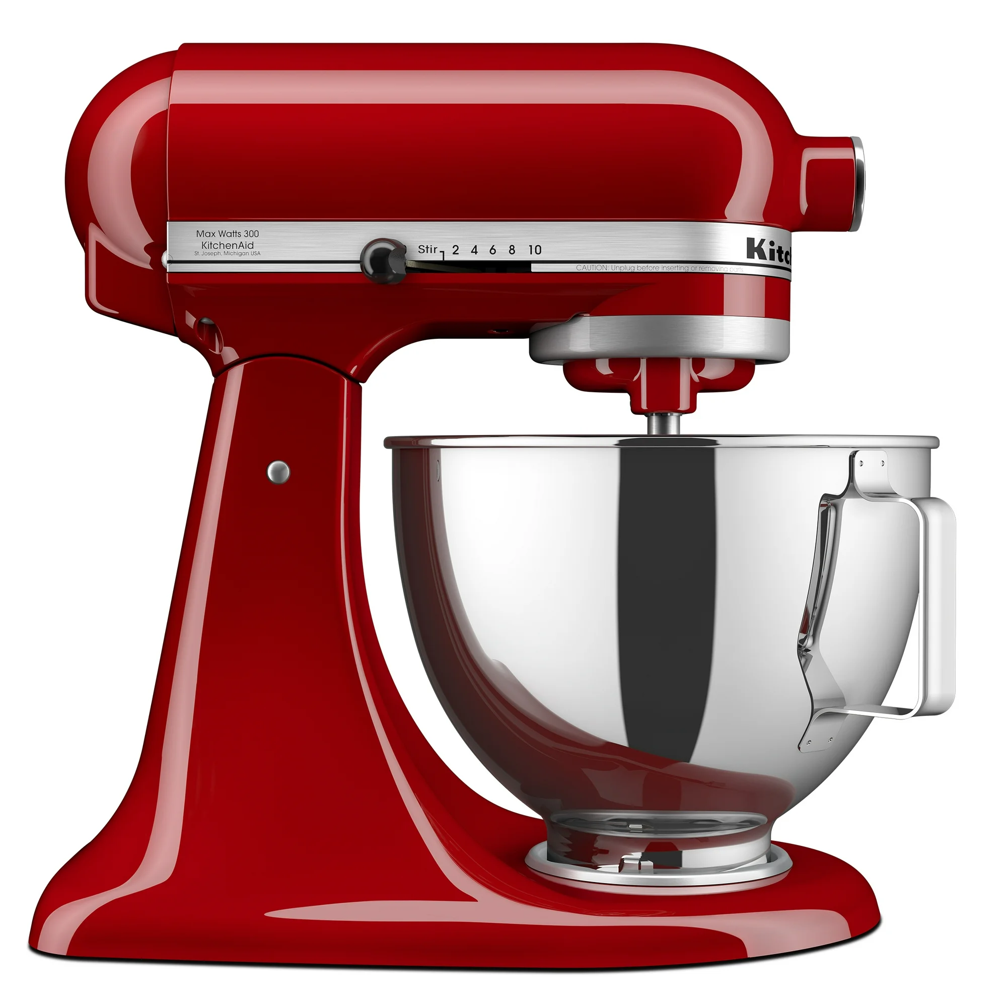 KitchenAid Deluxe 4.5 Stand Mixer, Empire Red with Flat Beater, Dough Hook, Whip