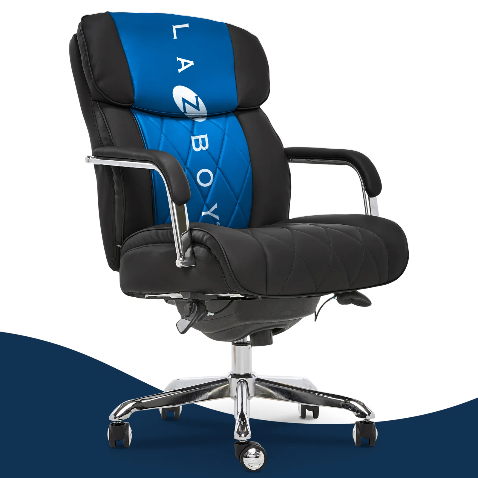 La-Z-Boy Sutherland Quilted Executive Office Chair with Padded Arms, Black