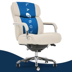 La-Z-Boy Sutherland Quilted Executive Office Chair with Padded Arms, Ivory