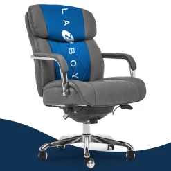 La-Z-Boy Sutherland Quilted Executive Office Chair with Padded Arms, Grey