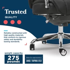 La-Z-Boy Sutherland Quilted Executive Office Chair with Padded Arms, Black