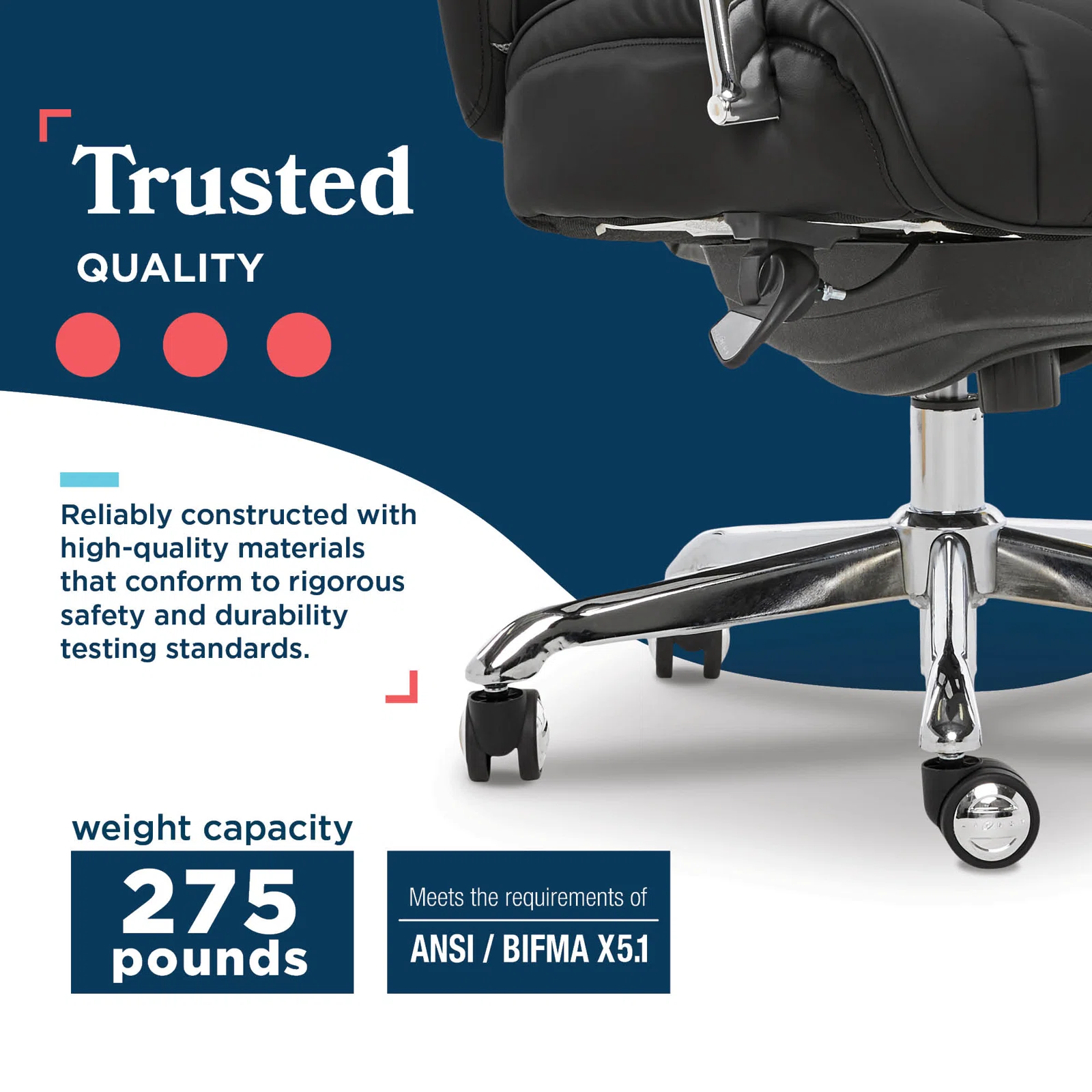 La-Z-Boy Sutherland Quilted Executive Office Chair with Padded Arms, Black