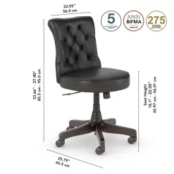 Bush Furniture Leather Task Chair, Black