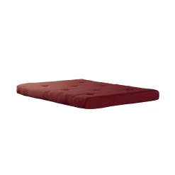 Mainstays 6 Inch Futon Mattress with Tufted Cover and Recycled Polyester Fill, Full, Ruby Red