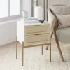 Nathan James Andrew Side Table with 2 Drawers, White/Gold