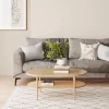 Nathan James Sonia Bohemian 2-Tier Oval Cane Coffee Table in Light Wood With Rattan Storage Shelf