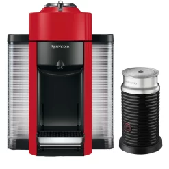Nespresso Vertuo Coffee and Espresso Machine with Aeroccino Milk Frother by De'Longhi, Red