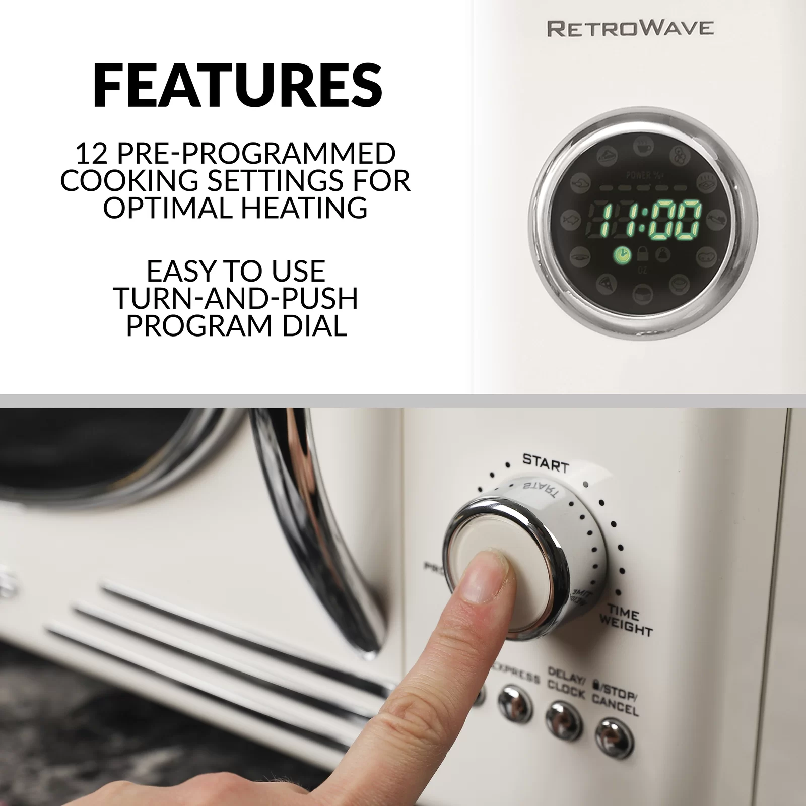 Nostalgia Retro 19" 0.9 cu ft. 800-Watt Countertop Microwave Oven